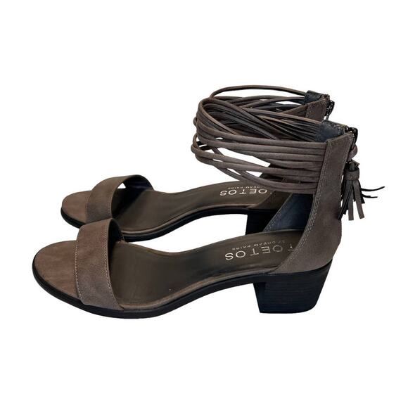 Toetos Womens Ivy_01 Fashion Block Heeled Sandals Size 10 Taupe Zip Back - Picture 6 of 16